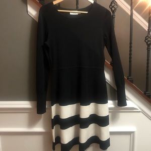 Black and off white A-line dress